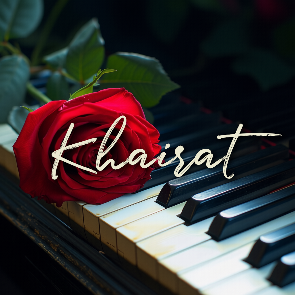 Khairat single cover — a red rose resting on piano keys